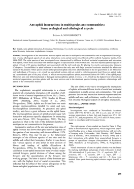 Ant-Aphid Interactions in Multispecies Ant Communities: Some Ecological and Ethological Aspects