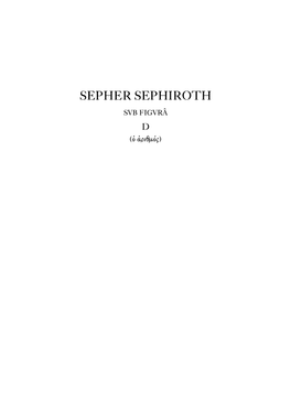 SEPHER SEPHIROTH SVB FIGVRÂ D (Ð ¢Riqmòj) A\ A\ Publication in Class B