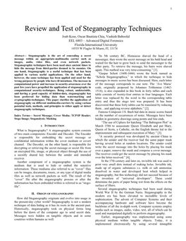 Review and Test of Steganography Techniques