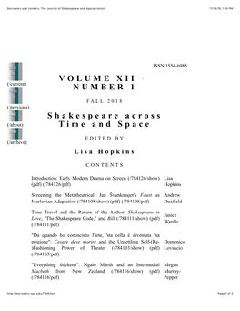 The Journal of Shakespeare and Appropriation 11/14/19, 1'18 PM