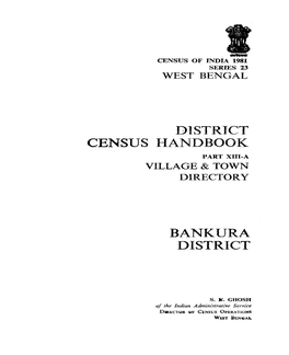 Village & Town Directory, Bankura, Part XIII-A, Series-23, West Bengal