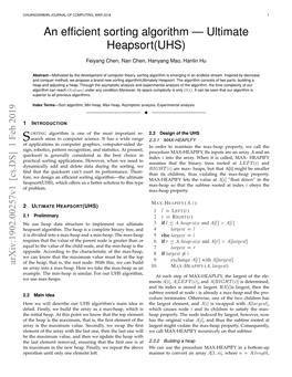 An Efficient Sorting Algorithm — Ultimate Heapsort(UHS)