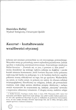 Kaszrut - Kształtowanie Wrażliwości Etycznej