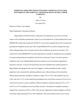 MODELING GROUNDWATER INUNDATION UNDER SEA-LEVEL RISE SCENARIOS in the SURFICIAL AQUIFER of BOGUE BANKS, NORTH CAROLINA By: James E