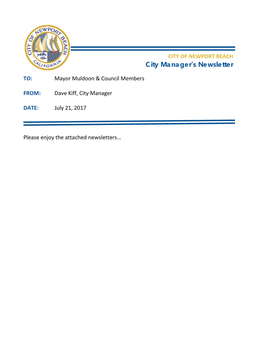 City Manager's Newsletter