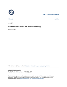 Where to Start When You Inherit Genealogy