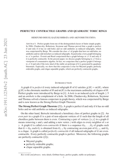 Perfectly Contractile Graphs and Quadratic Toric Rings