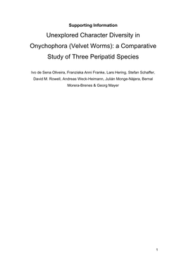 Unexplored Character Diversity in Onychophora (Velvet Worms): a Comparative Study of Three Peripatid Species