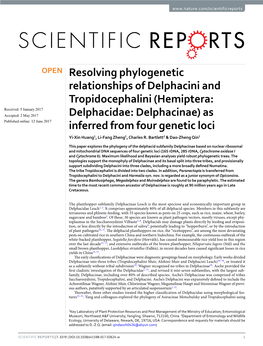 Hemiptera: Delphacidae: Delphacinae), with the Description of Two New Species