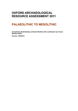 Palaeolithic to Mesolithic