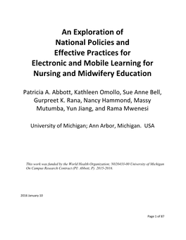 An Exploration of National Policies and Effective Practices for Electronic and Mobile Learning for Nursing and Midwifery Education