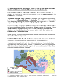 771 Constantine the Great and Woodrow Wilson, II ¬– the Last