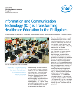 (ICT) Is Transforming Healthcare Education in the Philippines