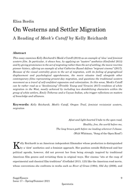 On Westerns and Settler Migration a Reading of Meek’S Cutoff by Kelly Reichardt