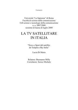 La Tv Satellitare in Italia