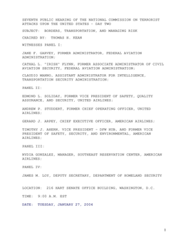 Seventh Public Hearing of the National Commission on Terrorist Attacks Upon the United States - Day Two