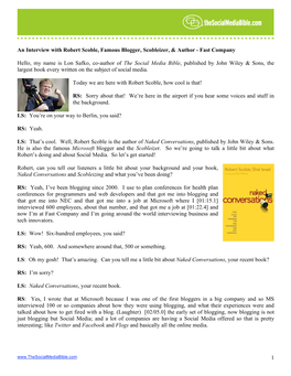 1 an Interview with Robert Scoble, Famous Blogger, Scobleizer