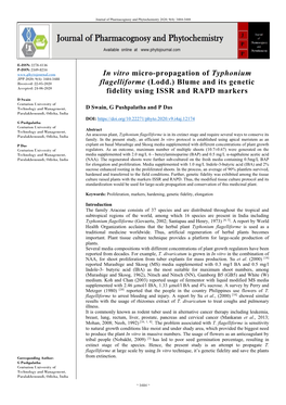 (Lodd.) Blume and Its Genetic Fidelity Using ISSR and RAPD Markers