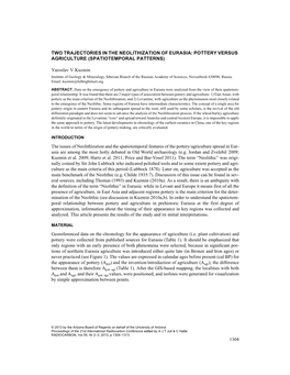 Pottery Versus Agriculture (Spatiotemporal Patterns)