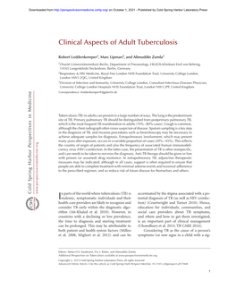 Clinical Aspects of Adult Tuberculosis