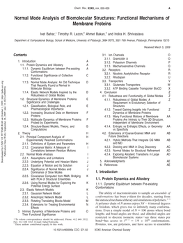 Normal Mode Analysis of Biomolecular Structures: Functional Mechanisms of Membrane Proteins