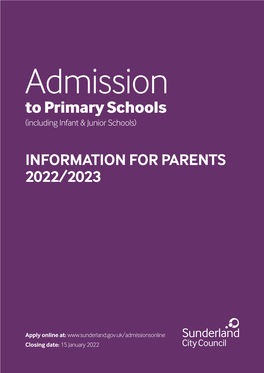 Admission to Primary School Booklet