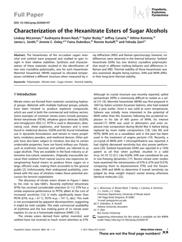 Characterization of the Hexanitrate Esters of Sugar Alcohols