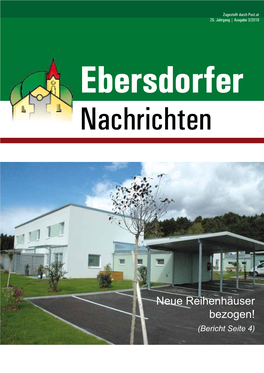 Neue Reihenhäuser Bezogen! (Bericht Seite 4) Ebersdorfer 2 GEMEINDE Nachrichten Okt 10 Neuer Rasenmäher