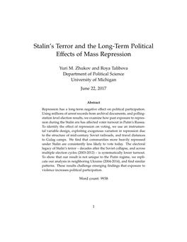Stalin's Terror and the Long-Term Political Effects of Mass Repression