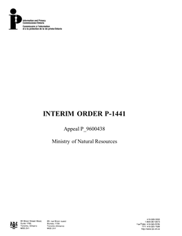 Interim Order P-1441