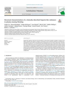 Structural Characterization of a Clinically Described Heparin-Like Substance in Plasma Causing Bleeding T