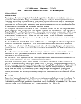 CHE 453 Lab 1A: the Extraction and Purification of Wheat Germ Acid