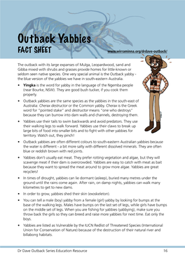 Outback Yabbies FACT SHEET