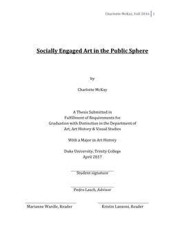 Socially Engaged Art in the Public Sphere