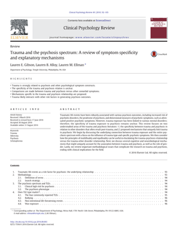 Trauma and the Psychosis Spectrum: a Review of Symptom Speciﬁcity and Explanatory Mechanisms