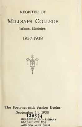 Millsaps College Catalog, 1937-1938