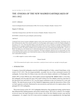 The -Enigma of the New Madrid Earthquakes of 1811-1812