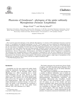 Phylogeny of the Spider Subfamily Mynogleninae (Araneae: Linyphiidae)