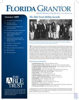 FLORIDA GRANTOR Official Publication of the Able Trust • Summer 2009 the Able Trust Ability Awards