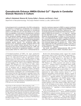 Cannabinoids Enhance NMDA-Elicited Ca2+ Signals In