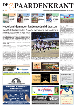 Nederland Domineert Landenwedstrijd Dressuur