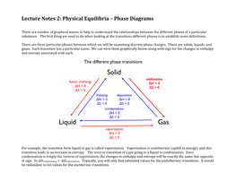 Lecture Notes 2: Physical Equilibria – Phase Diagrams