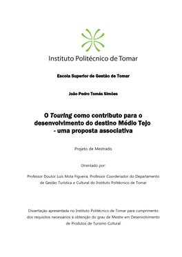 O Touring Como Contributo Para O Desenvolvimento Do Destino Médio Tejo - Uma Proposta Associativa