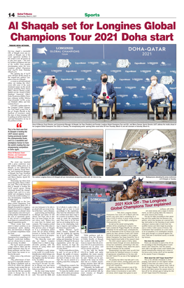 Al Shaqab Set for Longines Global Champions Tour 2021 Doha Start Tribune News Network Doha