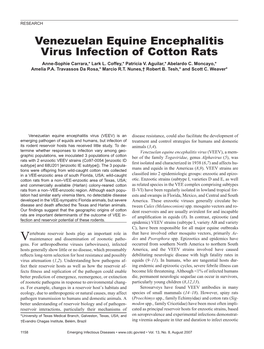 Venezuelan Equine Encephalitis Virus Infection of Cotton Rats Anne-Sophie Carrara,* Lark L