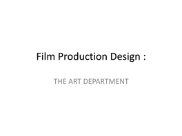 Film Production Design