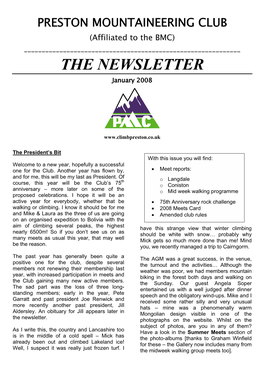 PRESTON MOUNTAINEERING CLUB (Affiliated to the BMC) ______THE NEWSLETTER January 2008