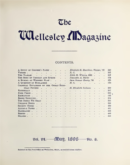 Wellesley Magazine, and for Tickets, Information, Time-Tables, Etc