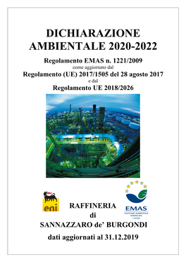 Dichiarazione Ambientale 2020 Della Raffineria Di Sannazzaro