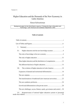 The Role of Universities in the New Economies of Latin America